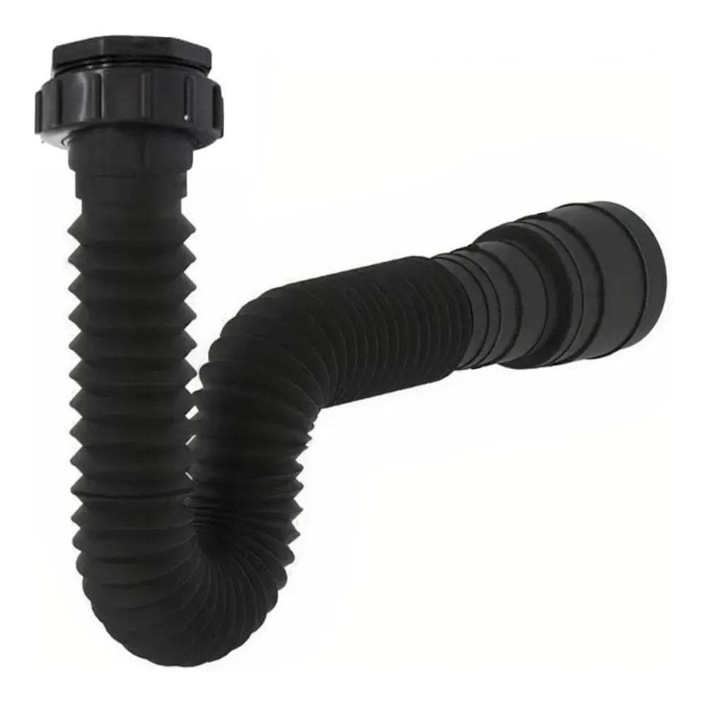 Delflex Sifão Universal Sanfonado 70X4Cm Preto De Plástico