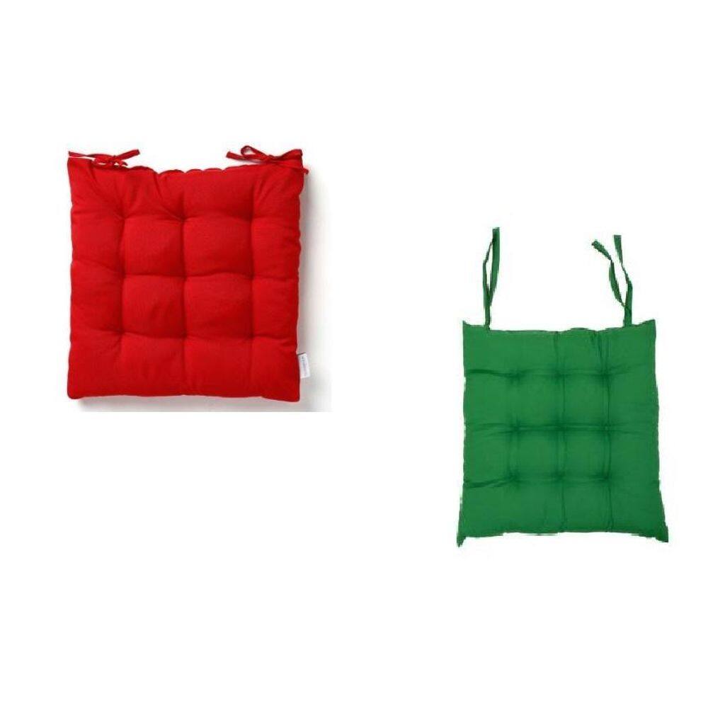 Assento Para Cadeira Almofada Futon 1 Verde 1 Vermelha 40X40