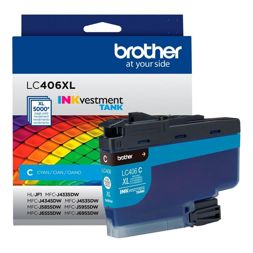 Cartucho Brother 5K Ciano - LC406XLCS - para Impressoras MFCJ5855DW / MFCJ6955DW