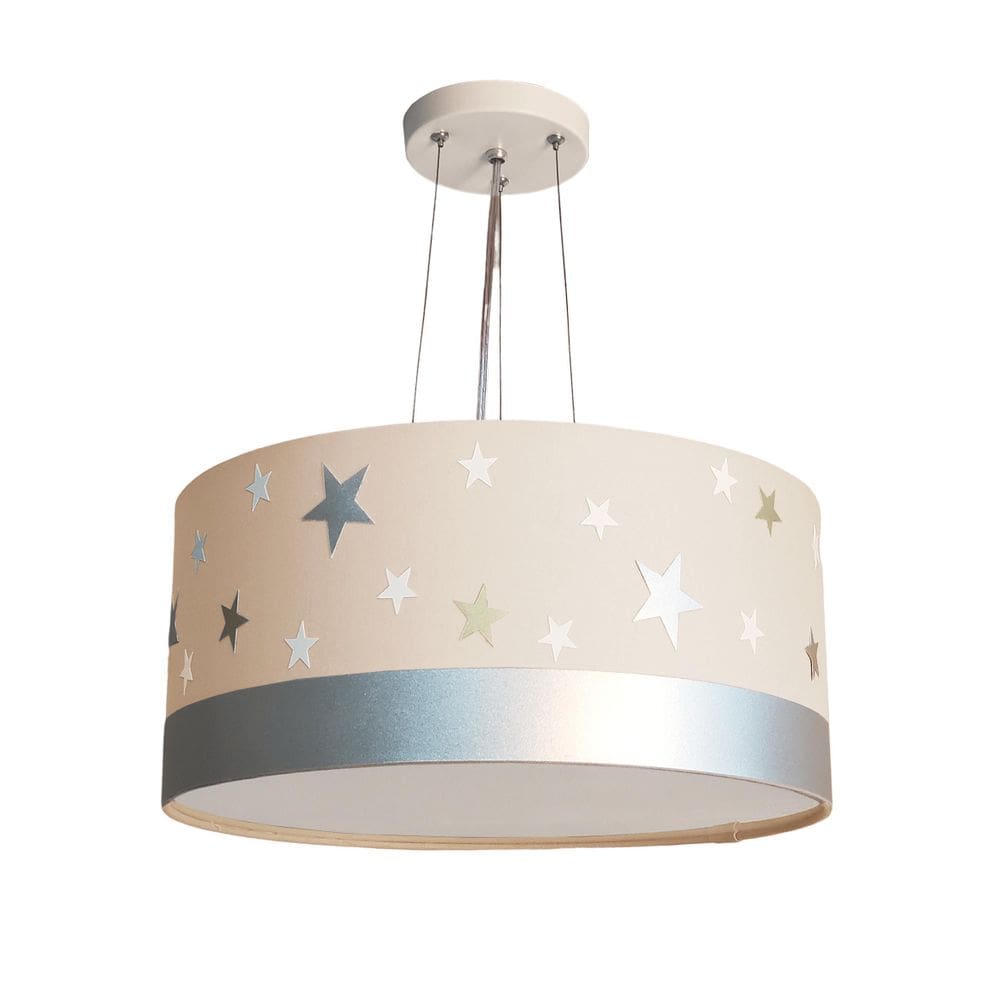 Lustre Pendente Infantil Estrelas Cúpula Crú 30X15 2E27