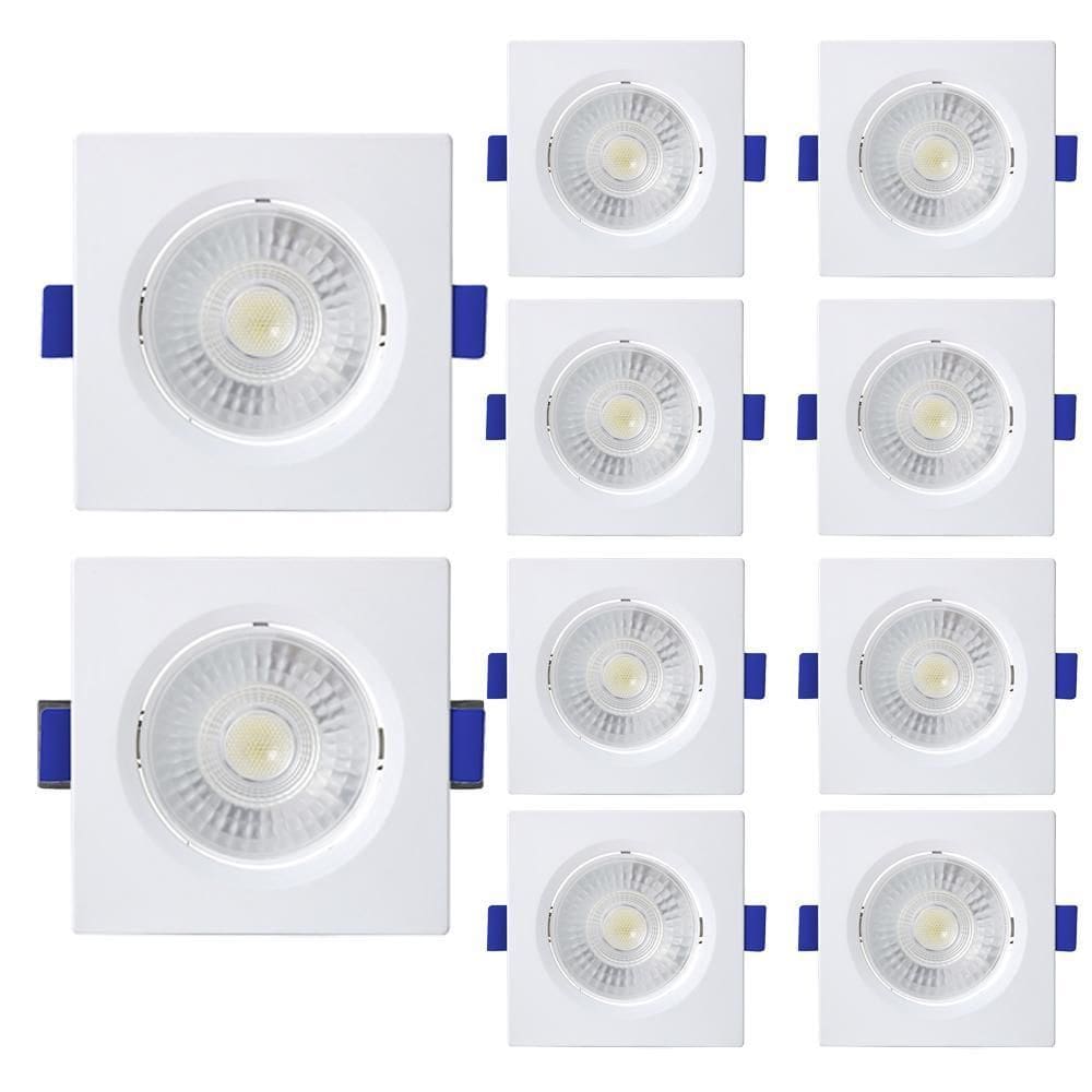 10 Spot De Led Embutir Par20 Quadrado 8W Bivolt 4100K Neutro