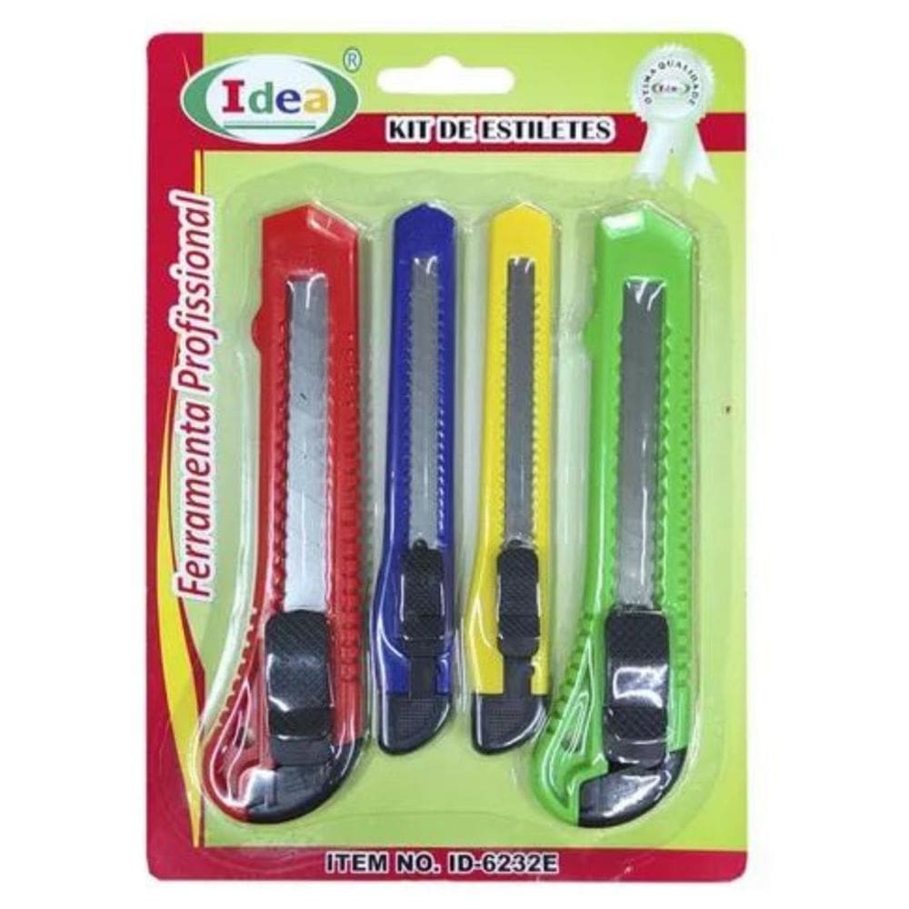 Jogo De Estilete 9 E 18Mm C/4 Peças - Idea