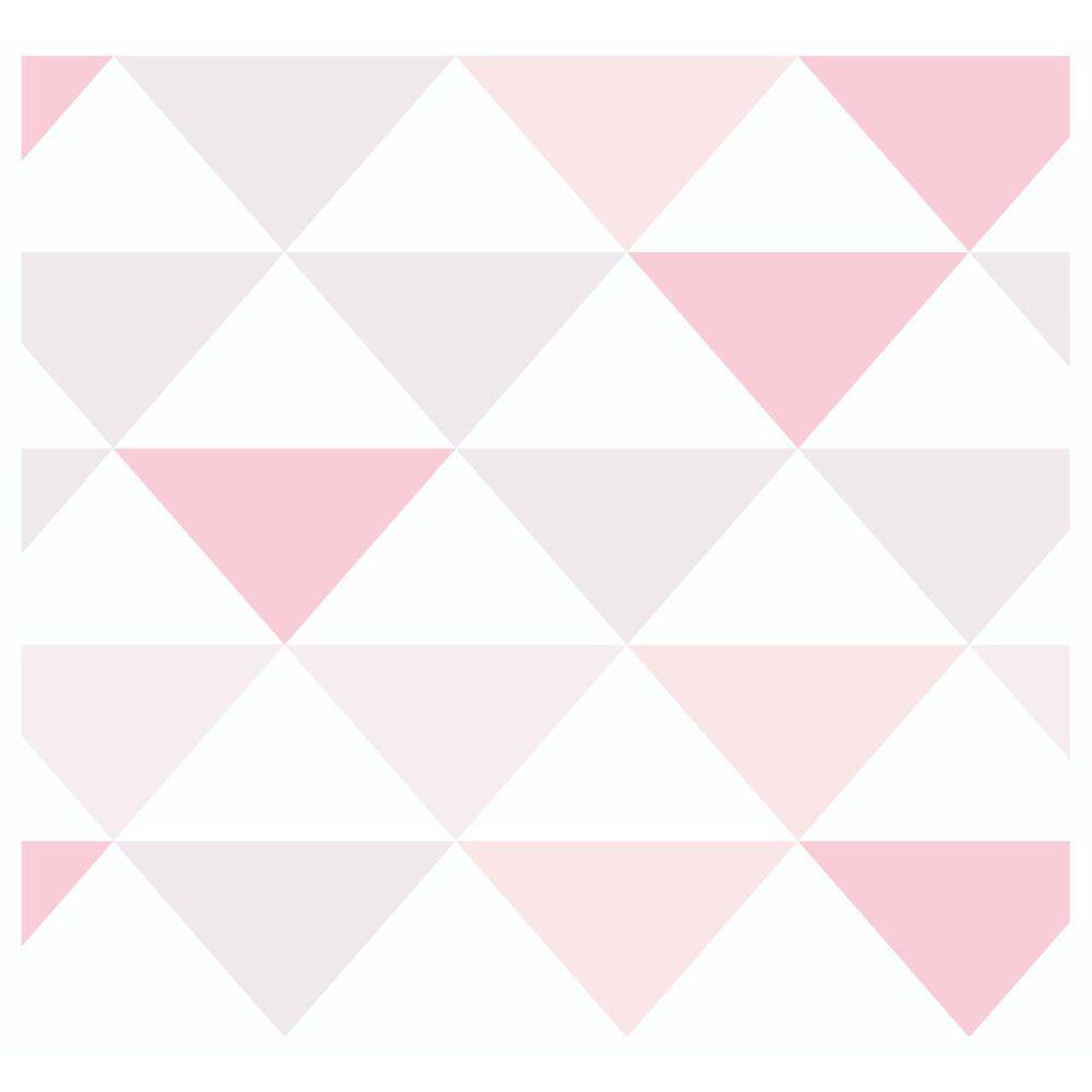 Papel De Parede Adesivo Abstrato Triângulos Rosa 300X52Cm