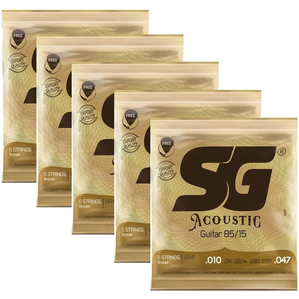 Kit 5 Encordoamentos Violao Aco Sg Bronze 010 Cod 6685