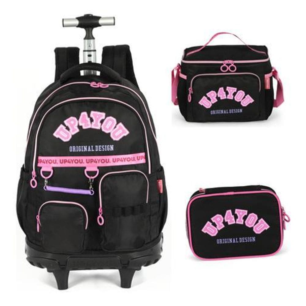 Kit Mochila Rodinhas Lancheira E Estojo Up4You