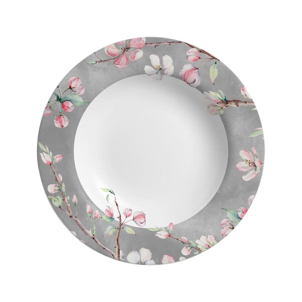 Conjunto Com 6 Pratos Fundo Colecao Sakura Kika Sato 25Cm
