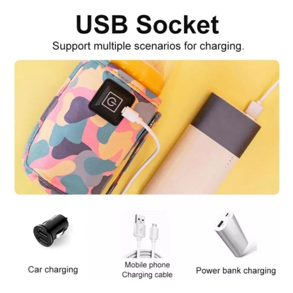 Aquecedor 3 Niveis Mamadeira Veiculo/Carro Usb Portátil Rosa
