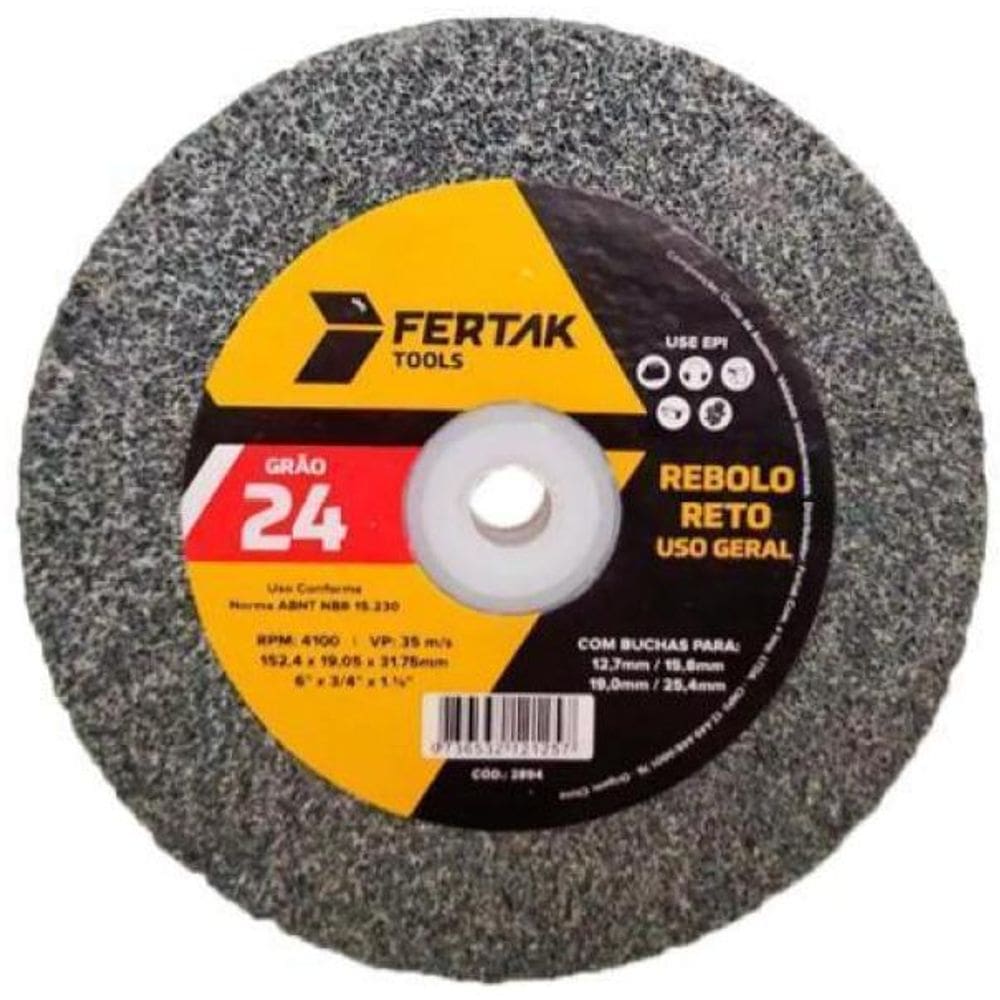 Rebolo Reto Para Uso Geral 6 X 3/4 X 1.1/4 - Grão 24