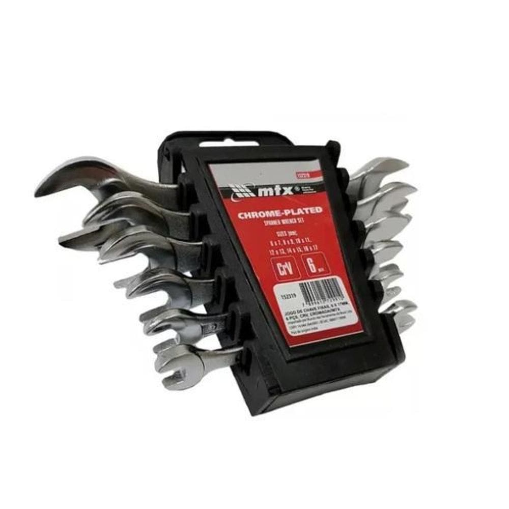 Jogo De Chave Fixa 6 A 17Mm Cromo Vanadium 6 Peças Mtx