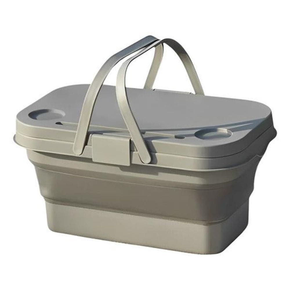 Cesto Multiuso Com Mesa Dobrável Piquenique Passeio - Cinza