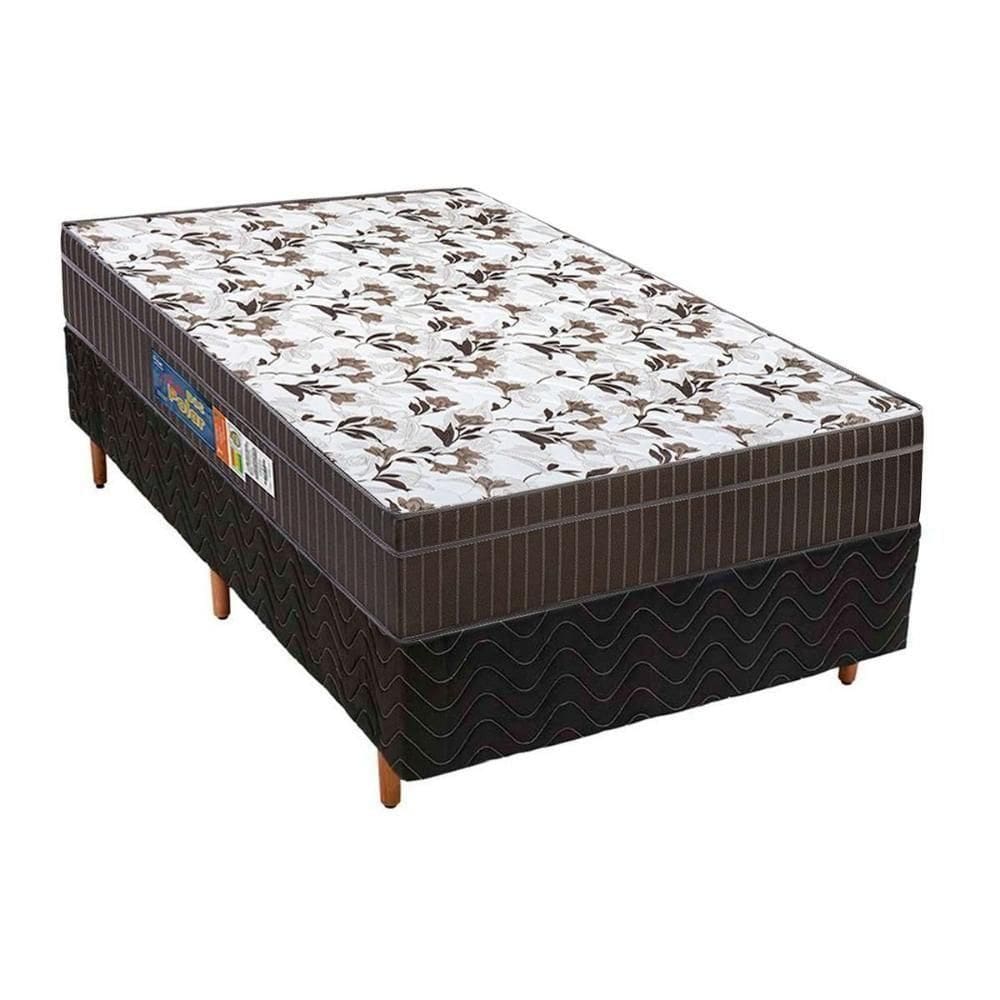 Cama Box Solteiro: Colchão Espuma Polar D28/Ep Anatômico Orthoface + Base Crc Rústico Black(88X188)