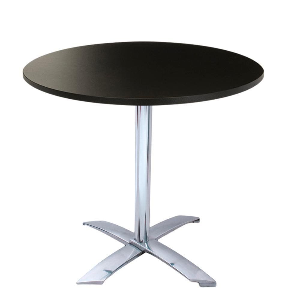 Mesa Gama Dobrável Em Alumínio 75 Cm (Altura) Com Tampo Em Mdp Redonda 80 Cm Preto