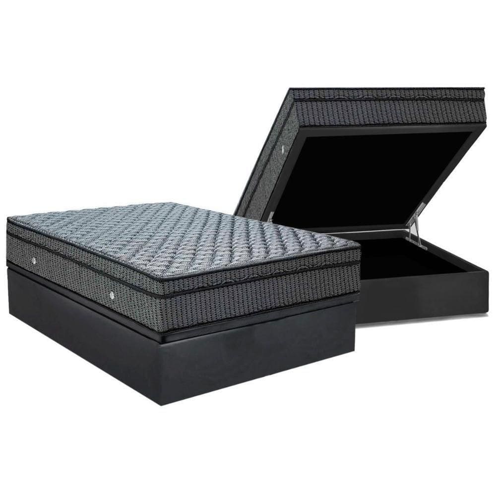 Cama Box Baú Casal Colchão Molas Bonnel Ortobom Hotelaria Nanolastic Orthotel Luxo + Base Crc Suede Gray(138x188)