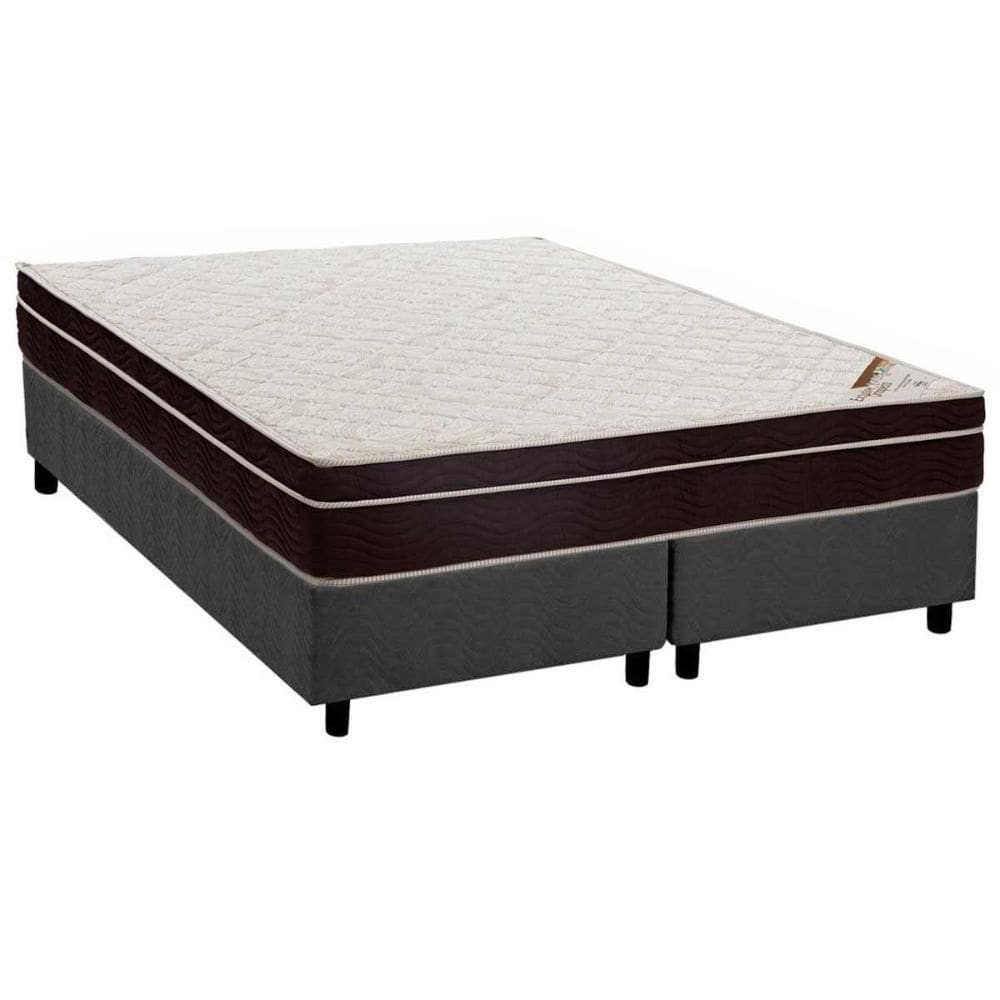 Cama Box Queen Colchão Ortopédico Ortobom Exclusive + Base Crc Suede Gray 158x198