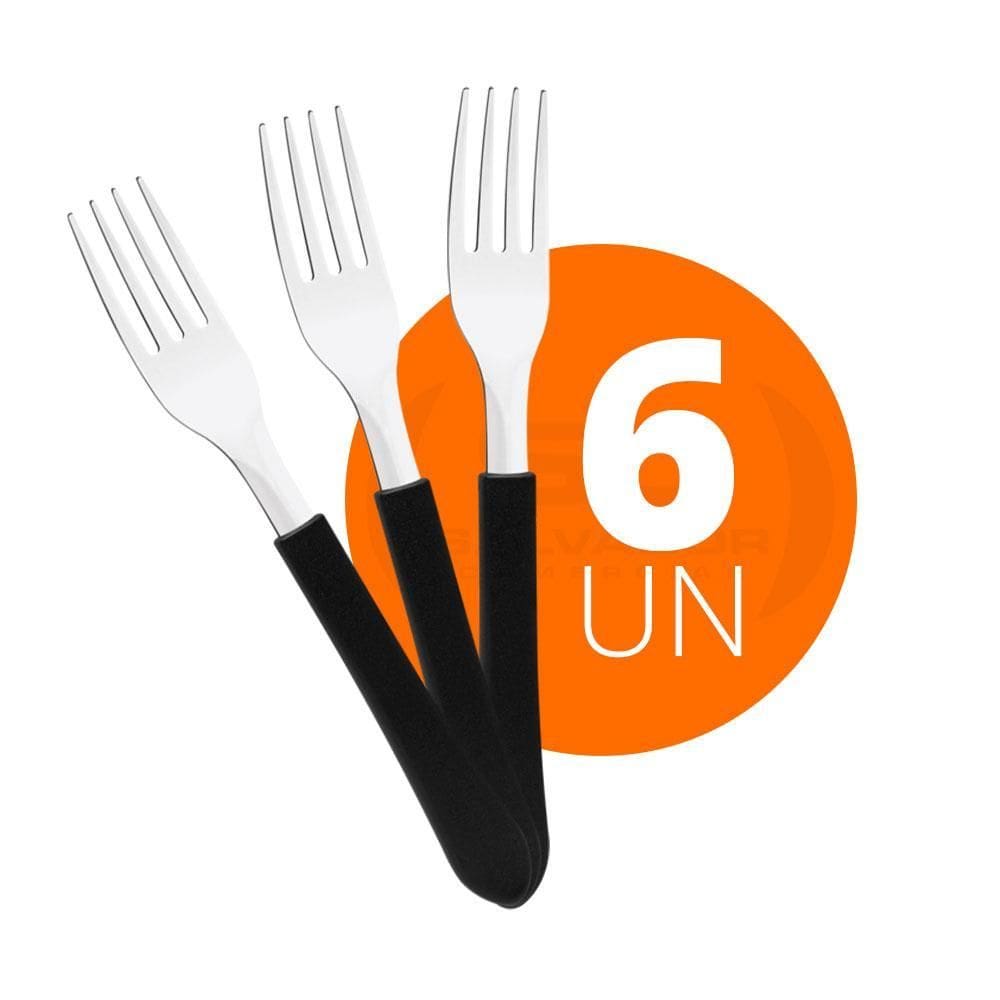 6 Garfos De Mesa Leme Lâmina Aço Inox Preto Gpbag Tramontina