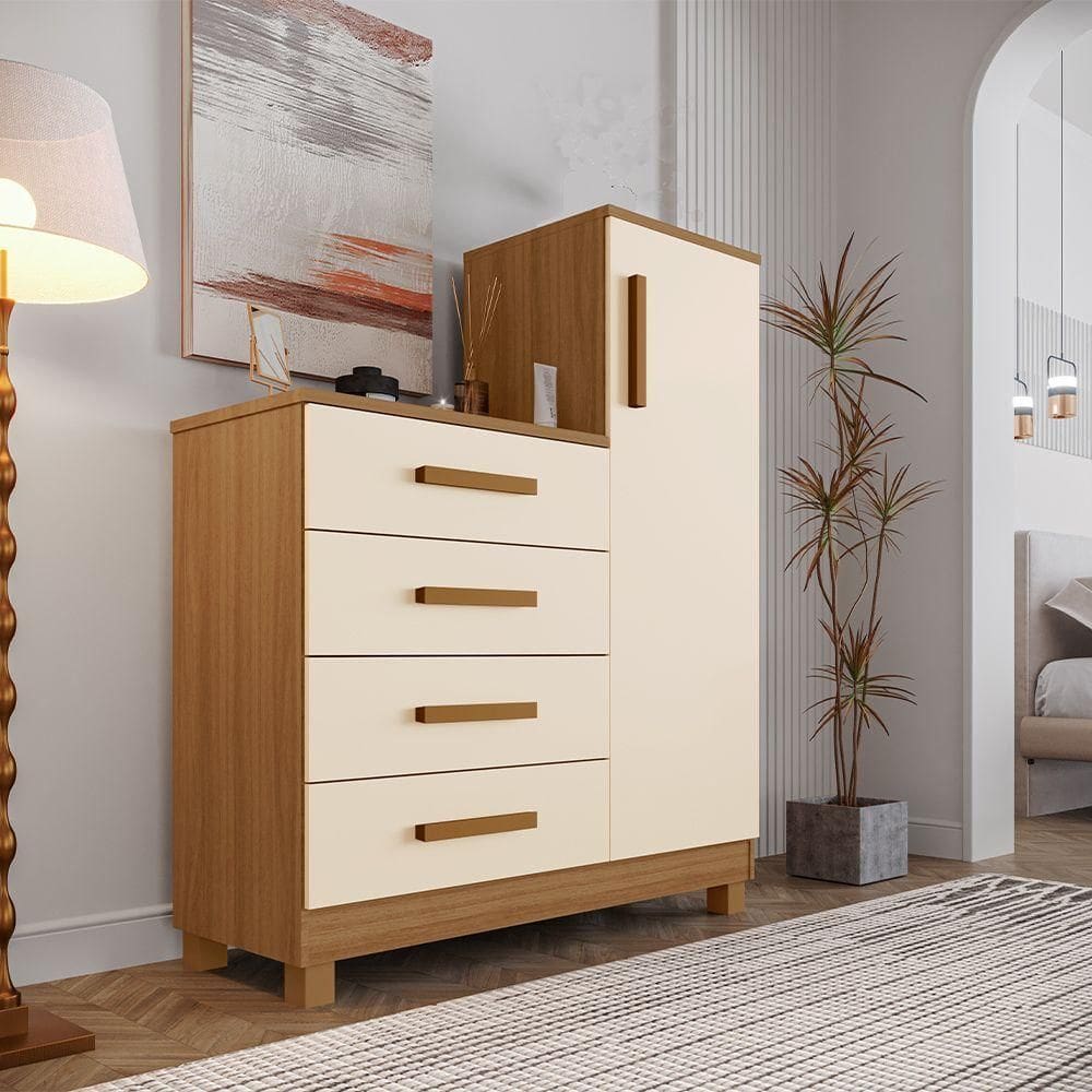 Comoda Casal Multiuso Sapateira Alta Organizadora Versátil Off White