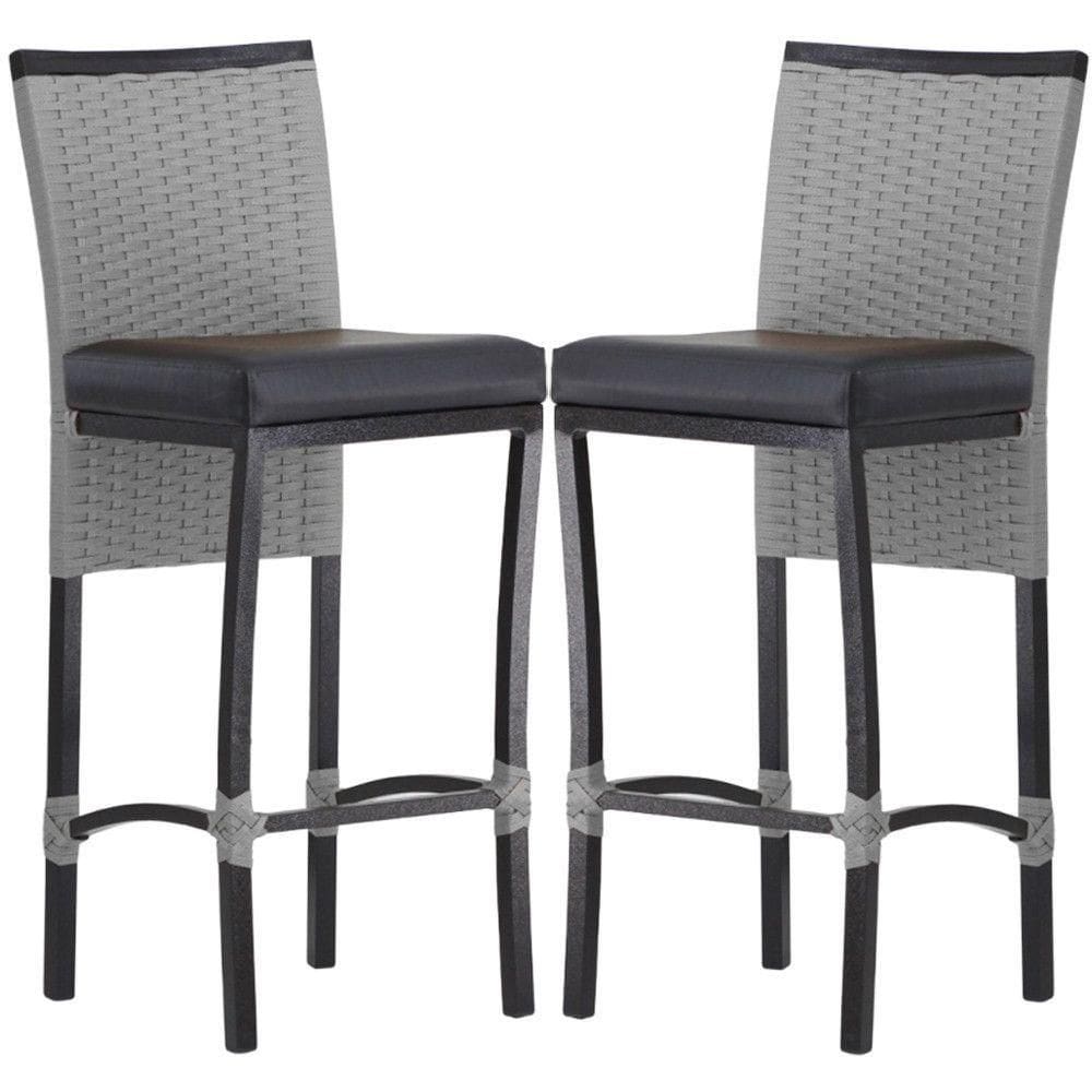 2 Banqueta Cannes Em Alumínio Para Edícula Trama Prata