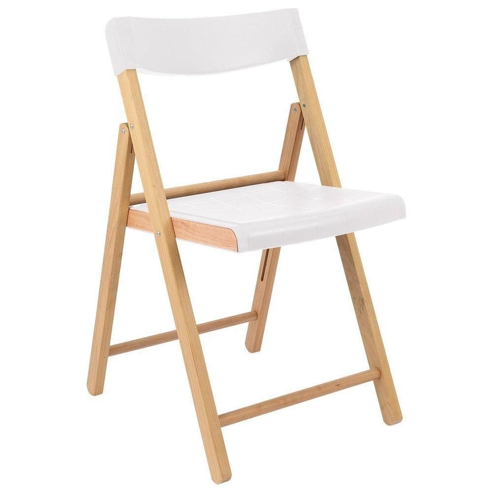 Cadeira Dobrável Tramontina Potenza Madeira Tauari Acabamento Lixado Assento Encosto Branco. Tramontina