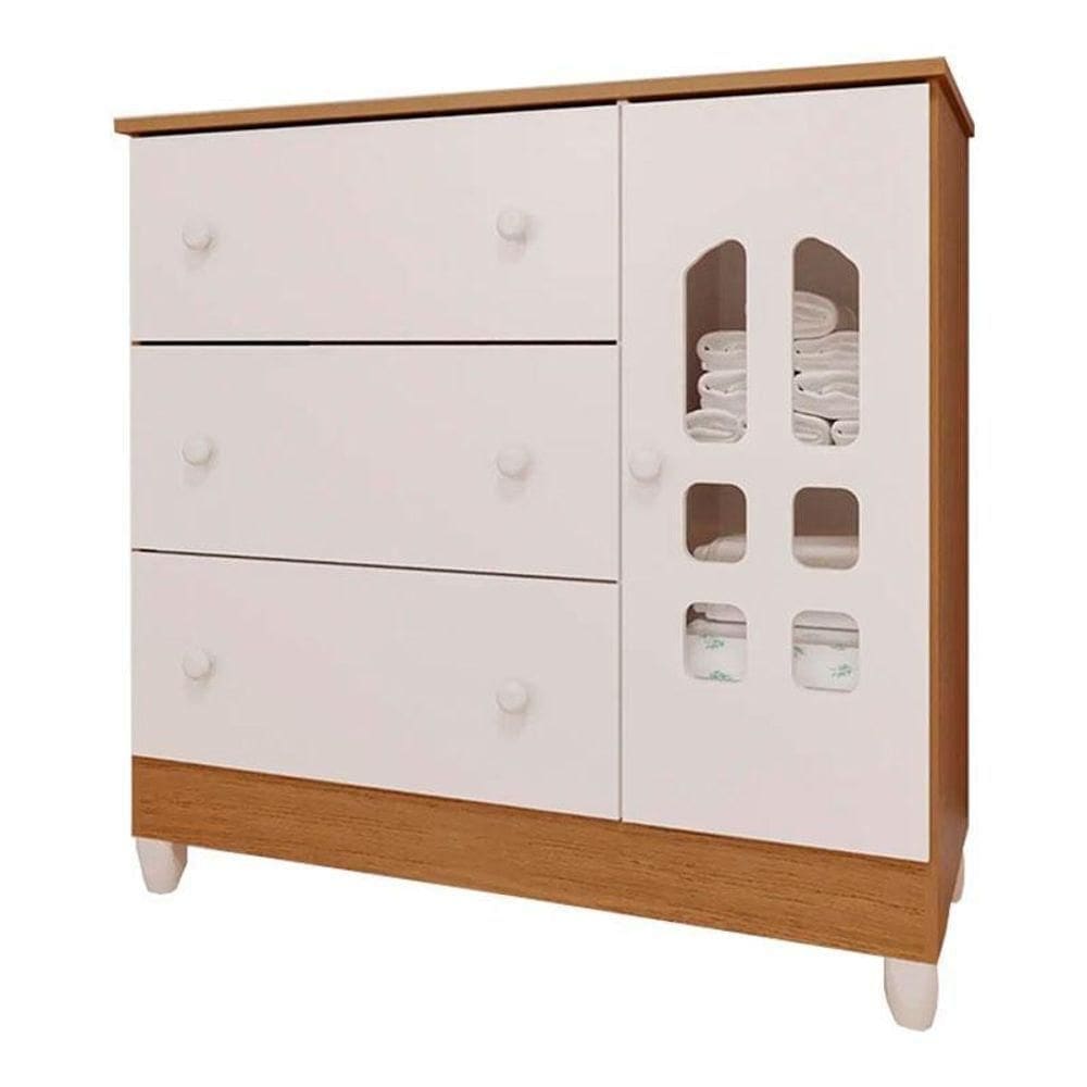 Cômoda Infantil New Selena Com Porta Branco Bétula – Carolina