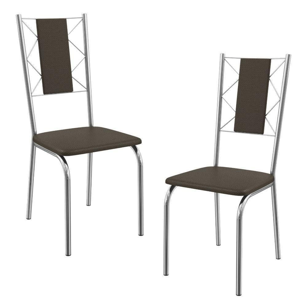 Kit 2 Cadeiras Cromada Sala Jantar 2C076CR Corino Kappesberg Marrom