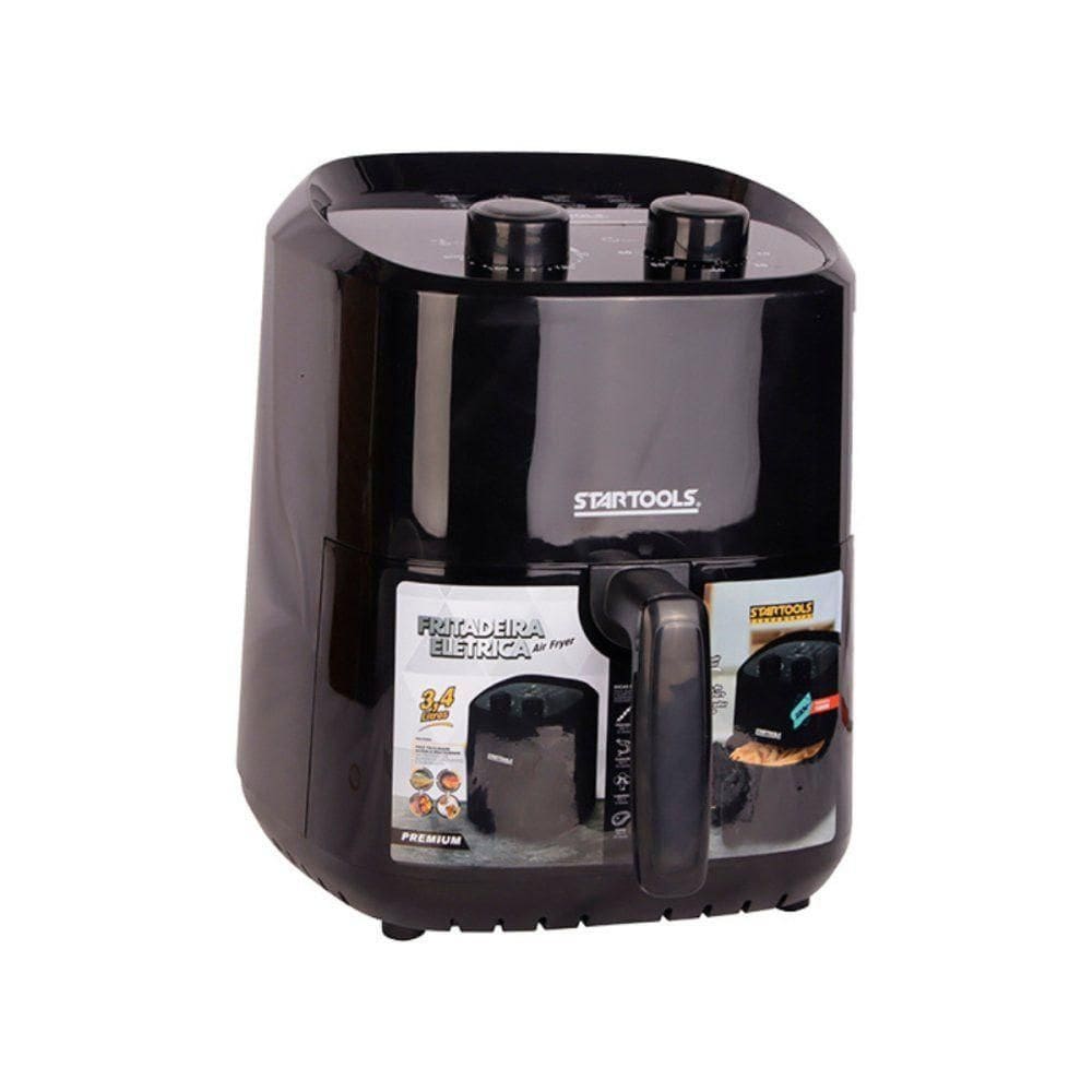 Fritadeira Elétrica Air Fryer 3,4 Litros Preta Timer 110V