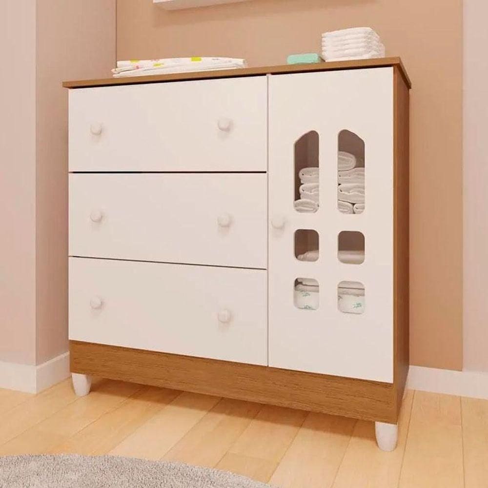 Cômoda Infantil Ambiente New Selena Com Porta Branco Bétula – Carolina