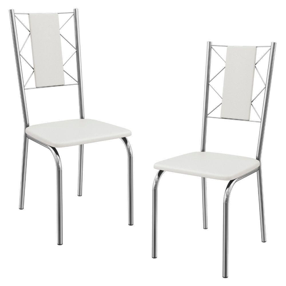 Kit 2 Cadeiras Cromada Sala Jantar 2C076CR Corino Kappesberg Branco