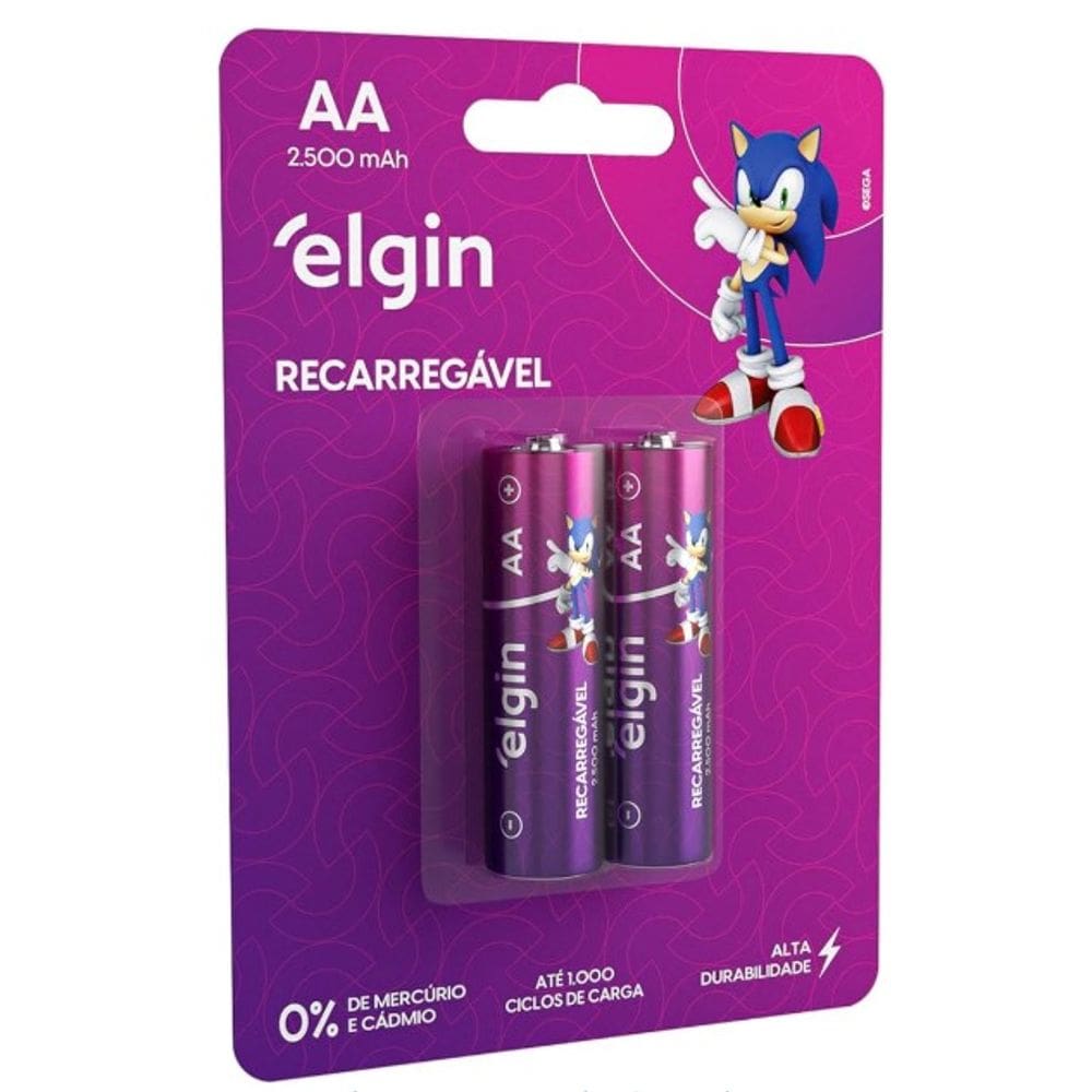 Pilha AA Elgin Recarregável 2500 mAh – Alta Capacidade e Durabilidade