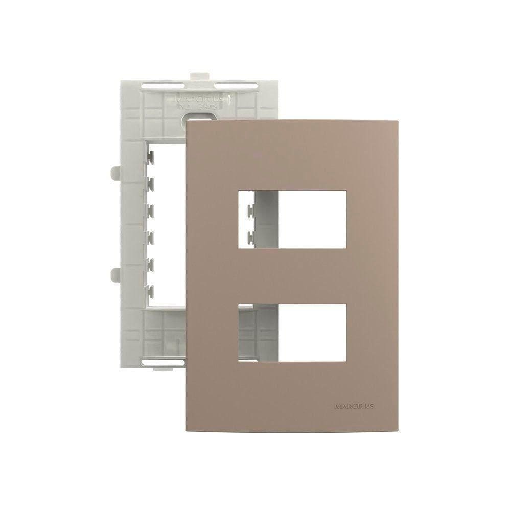 Placa Com Suporte Margirius Sleek Colors 4x2 Para 2 Módulos Horizontais Distanciados Argila