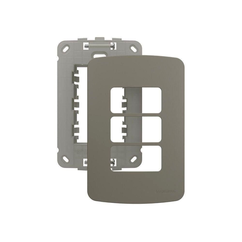 Placa Com Suporte Margirius B3 Colors 4x2 Para 3 Módulos Horizontais Argila