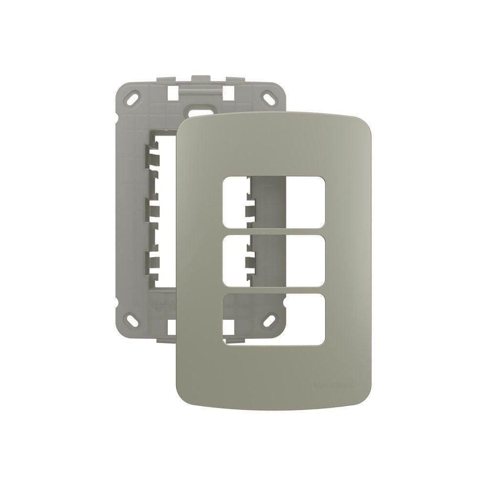 Placa Com Suporte Margirius B3 Colors 4x2 Para 3 Módulos Horizontais Pérola