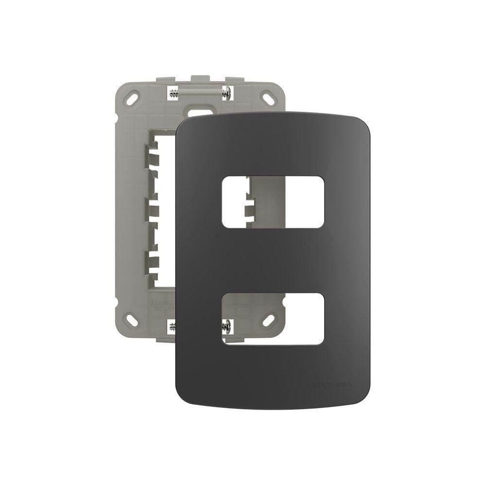 Placa Com Suporte Margirius B3 Colors 4x2 Para 2 Módulos Horizontais Grafite