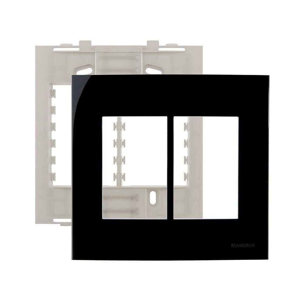 Placa Com Suporte Margirius Sleek 4x4 Para 6 Módulos Horizontais Preto Ebony