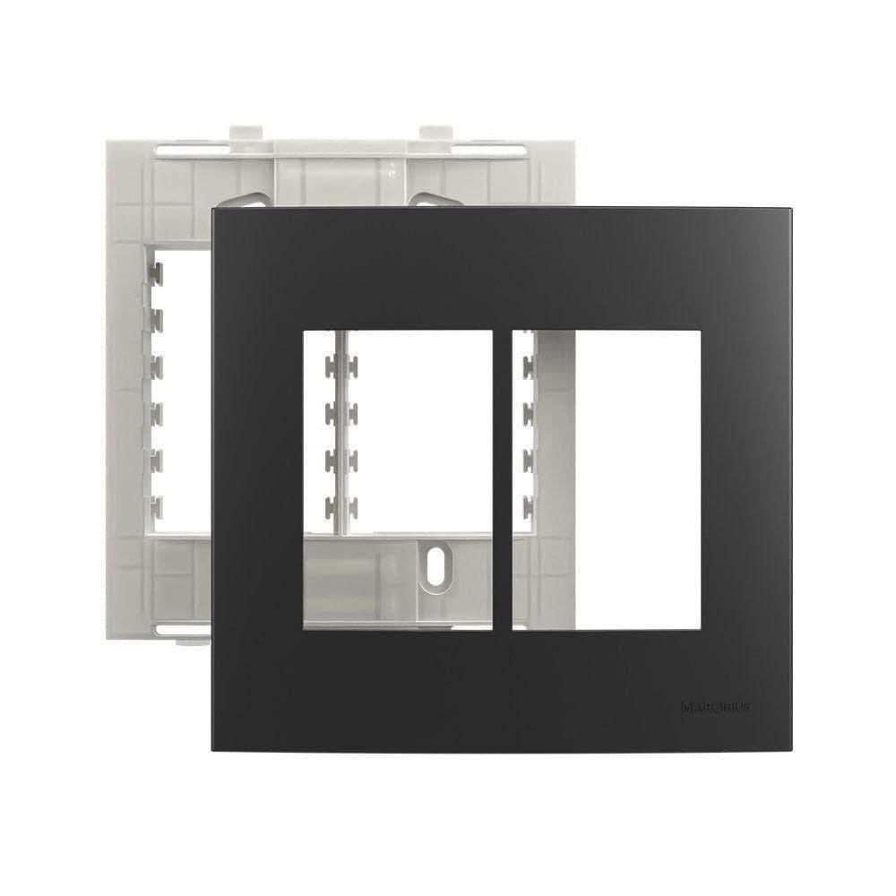 Placa Com Suporte Margirius Sleek Colors 4x4 Para 6 Módulos Horizontais Grafite