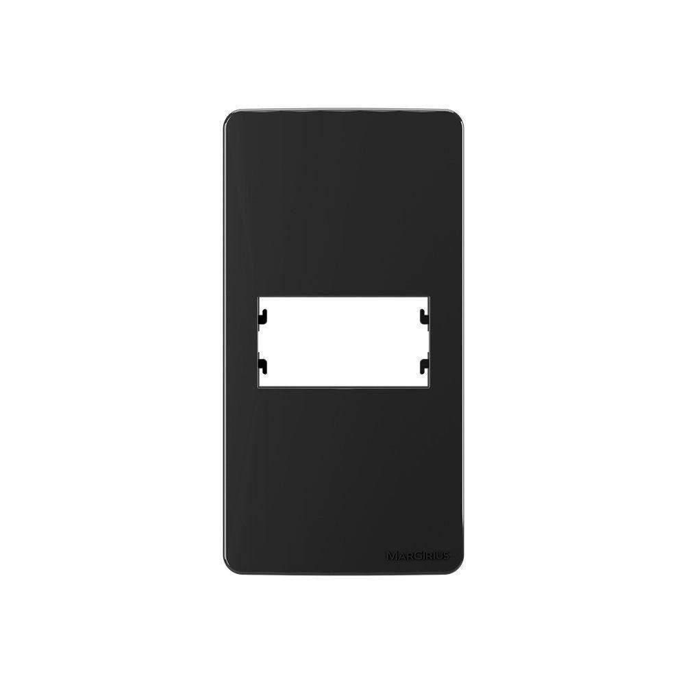 Placa Para Condulete Com Suporte Margirius Sleek Caixa 1 Para 1 Módulo Preto Ebony