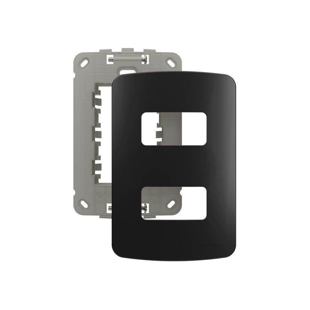 Placa Com Suporte Margirius B3 Colors 4x2 Para 2 Módulos Horizontais Preto Ebony