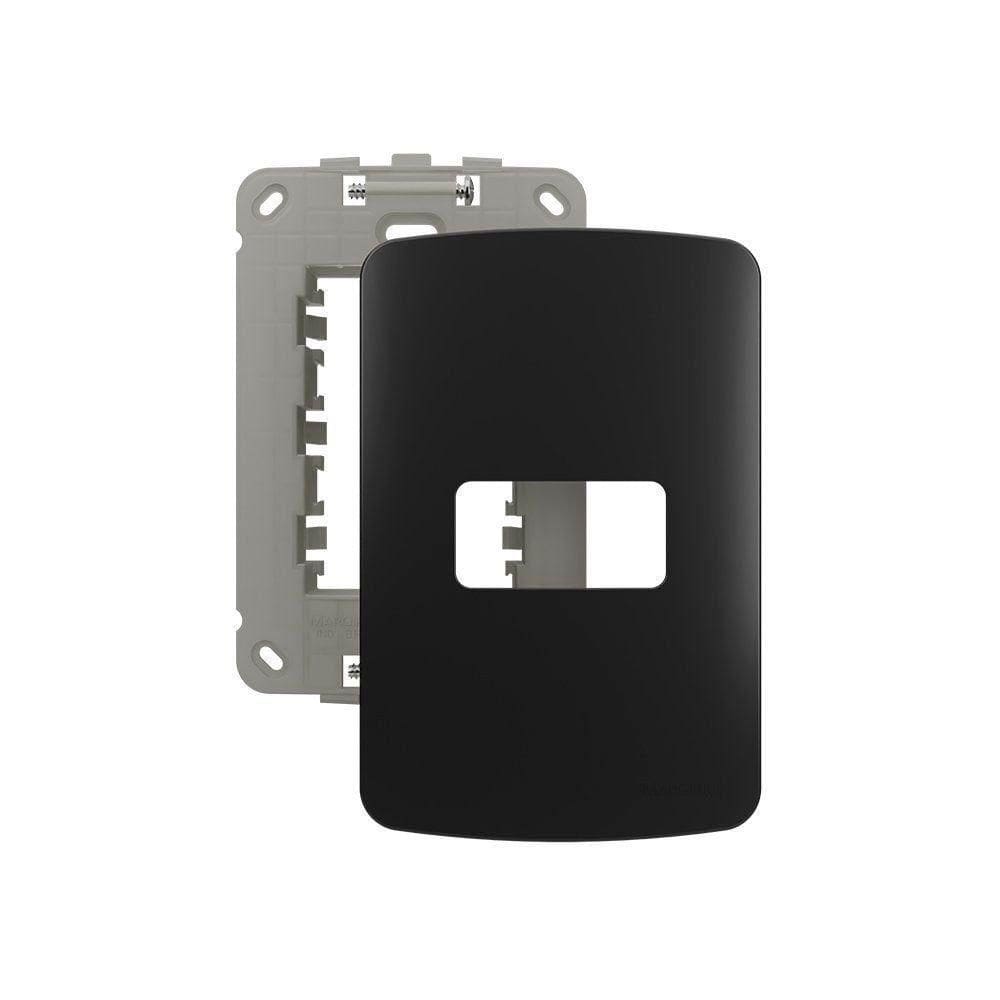 Placa Com Suporte Margirius B3 Colors 4x2 Para 1 Módulo Horizontal Preto Ebony