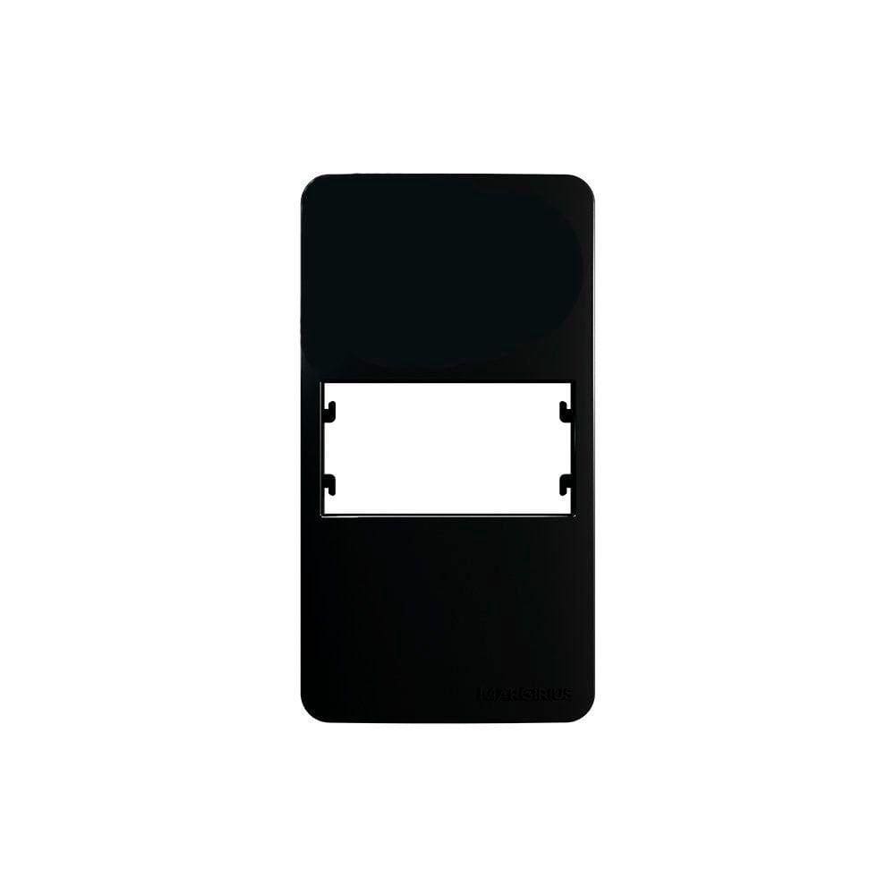 Placa Para Condulete Com Suporte Margirius Sleek Caixa 3-4 Para 1 Módulo Preto Ebony