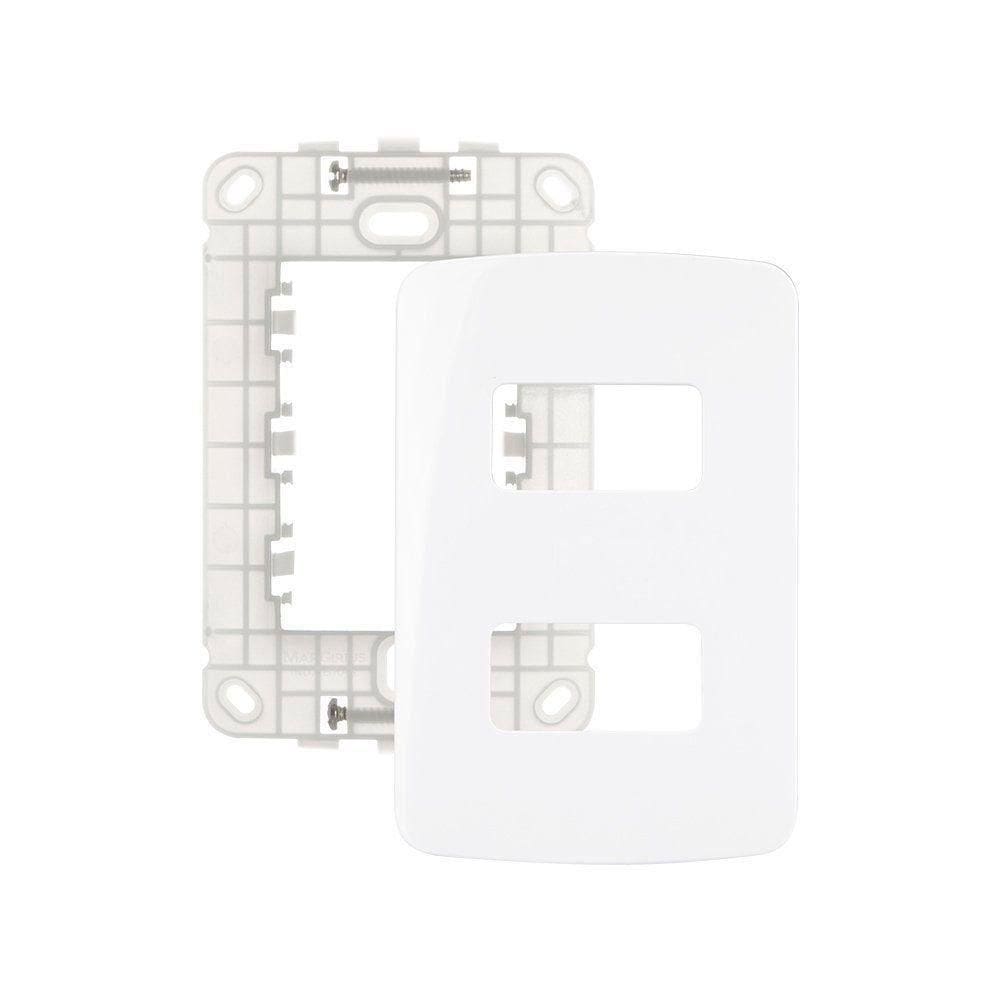 Placa Com Suporte Margirius B3 4x2 Para 2 Módulos Horizontais Distanciados Branca