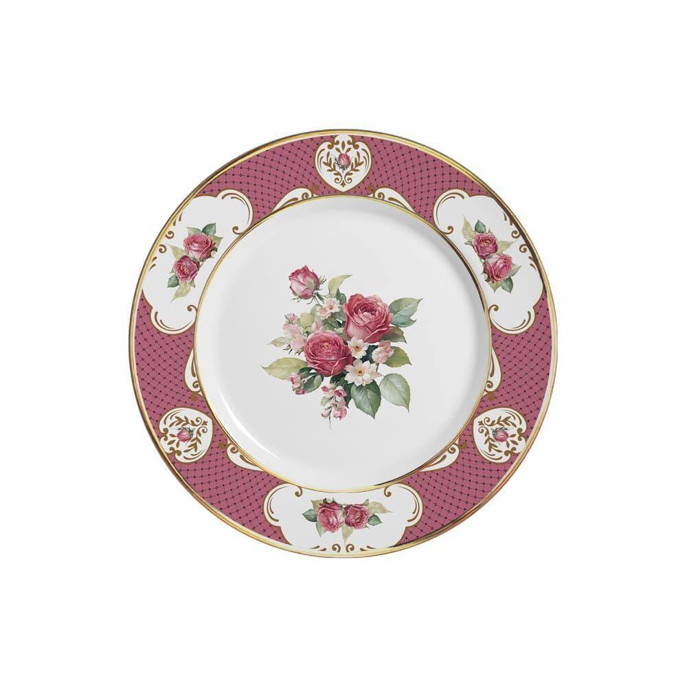 Conjunto Com 6 Pratos De Sobremesa Singapura Rosa 21Cm