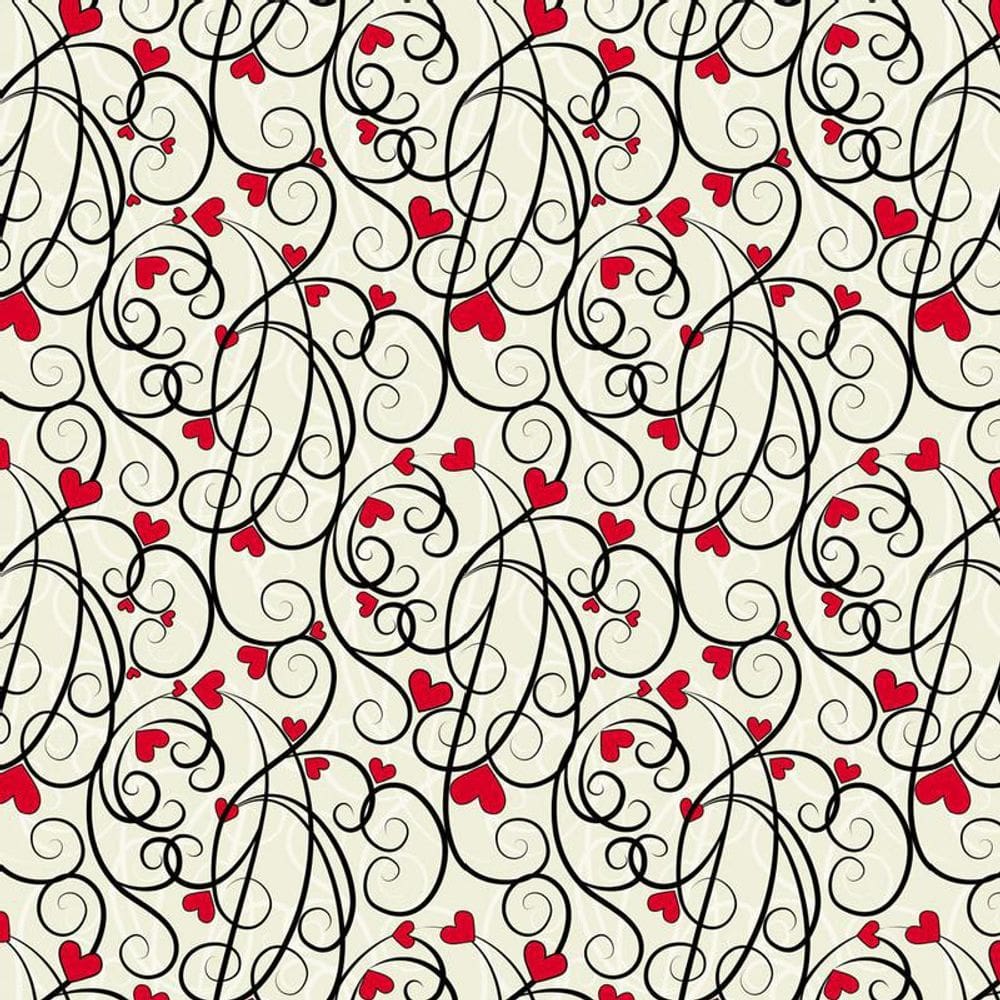 Papel De Parede Corações Linhas Pretas Adesivo Quarto Sala