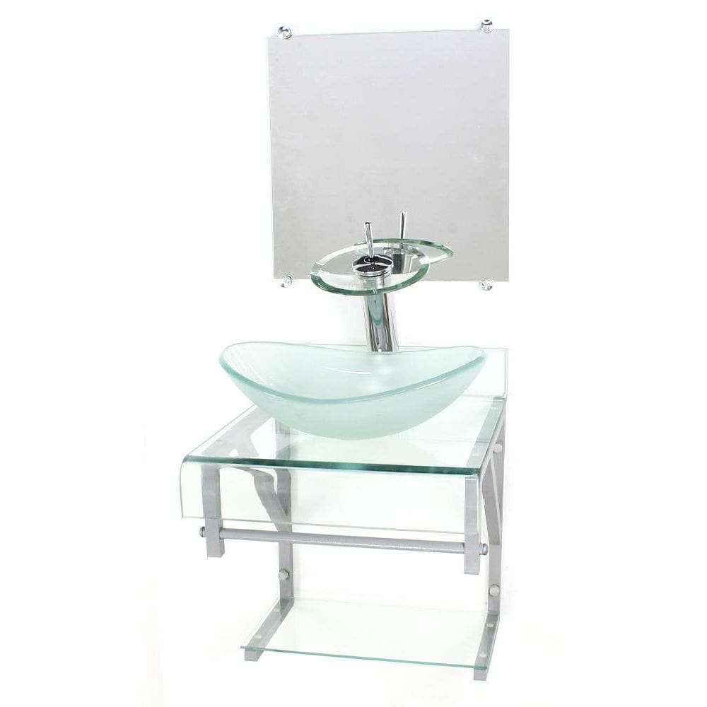 Gabinete Vidro 40Cm Banheiro Curvado Duplo Pc Cuba Oval