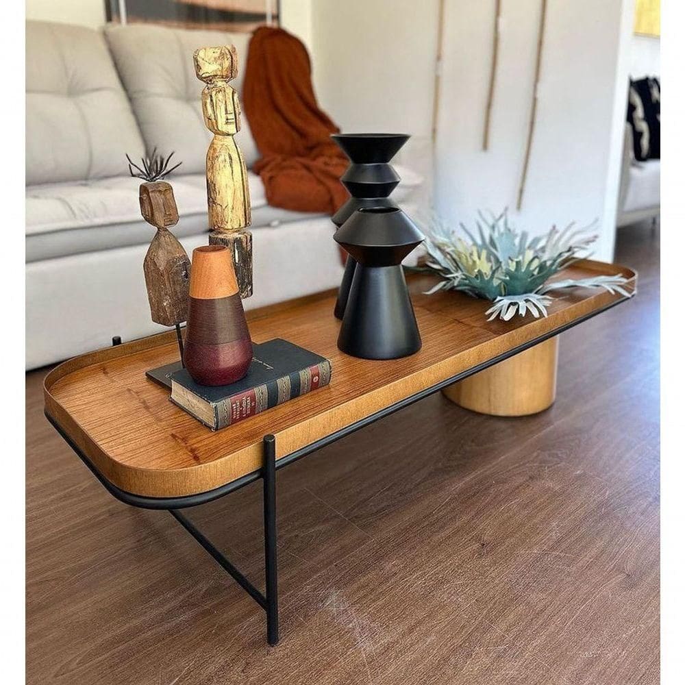 Mesa De Centro Rústica Com Vaso Integrado - Royale - Montanhês Móveis
