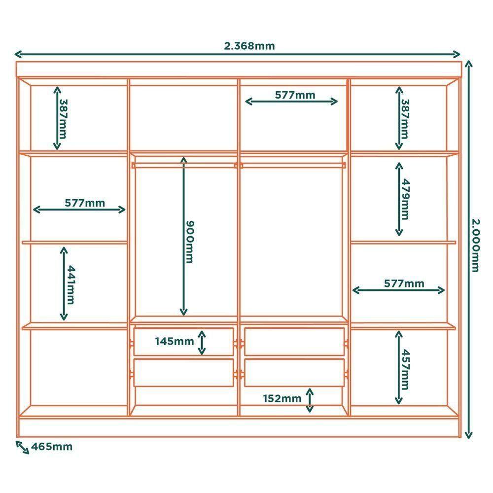 Guarda Roupa Casal 8 Portas 236 Cm | Casas Bahia