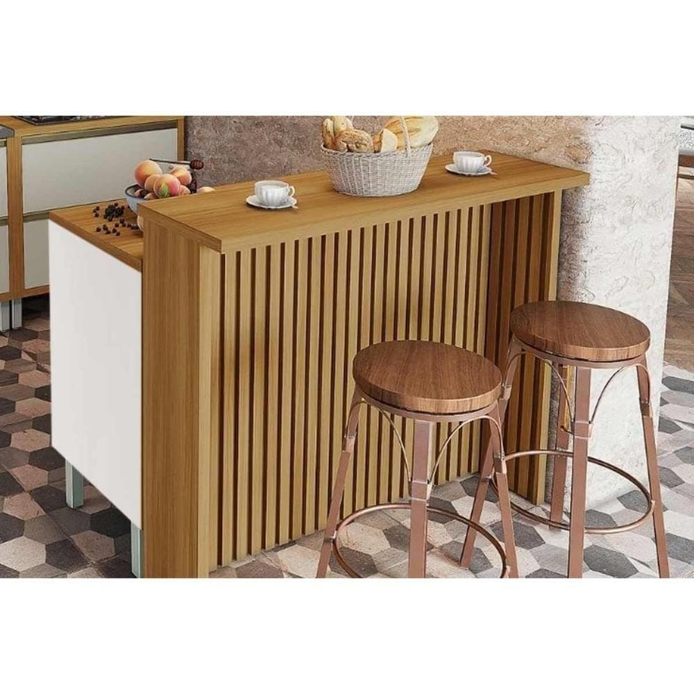 Bancada Ilha Cozinha Marquesa Com 1 Porta E 3 Gavetas 120cm Branca Nature