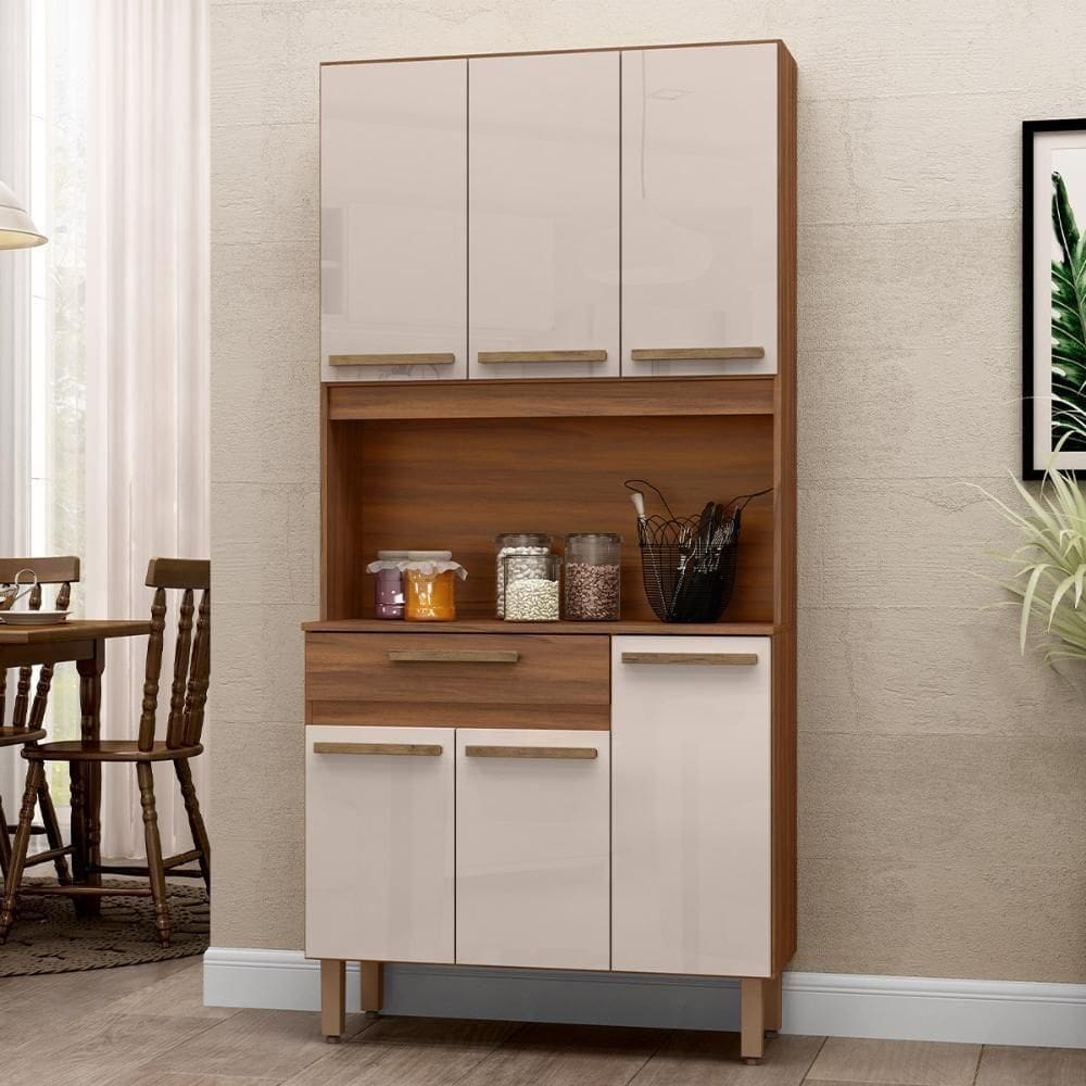 Armario De Cozinha Santiago 90Cm Freijo/baunilha