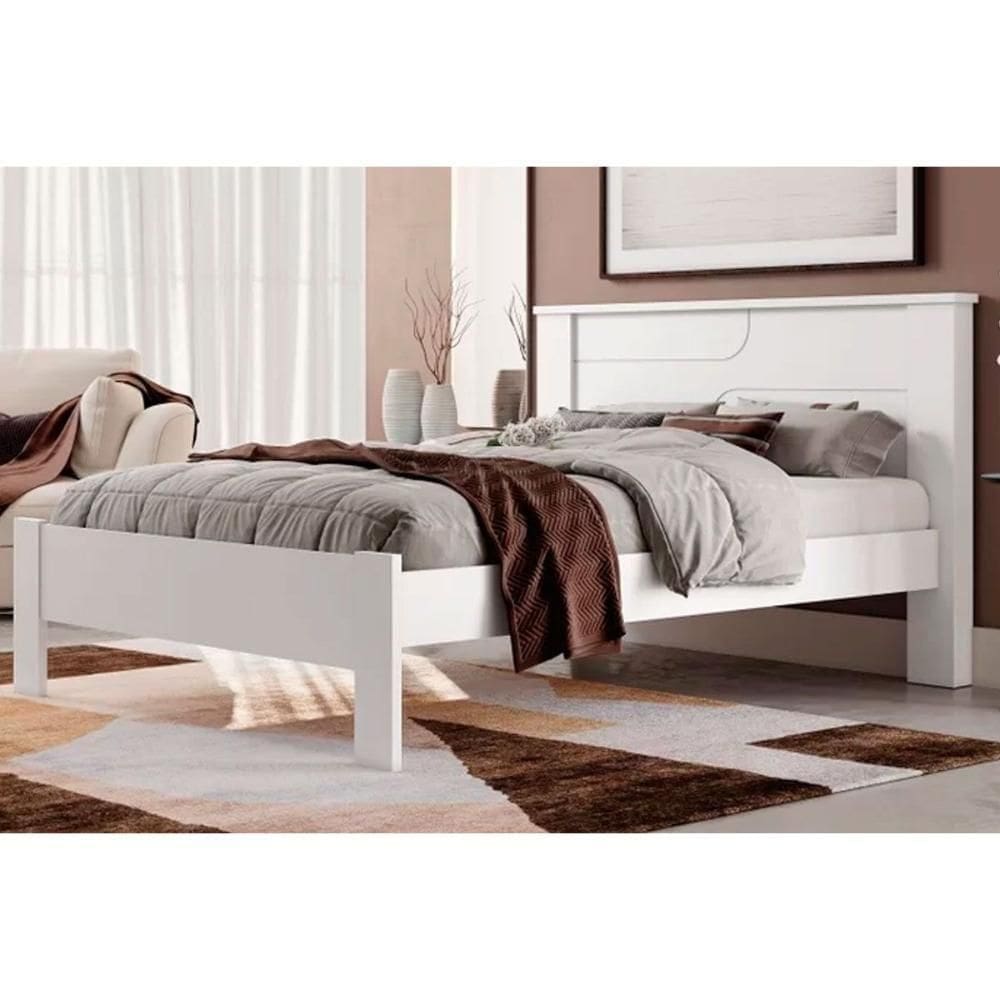 Cama De Casal Pérola Branco - Conquista