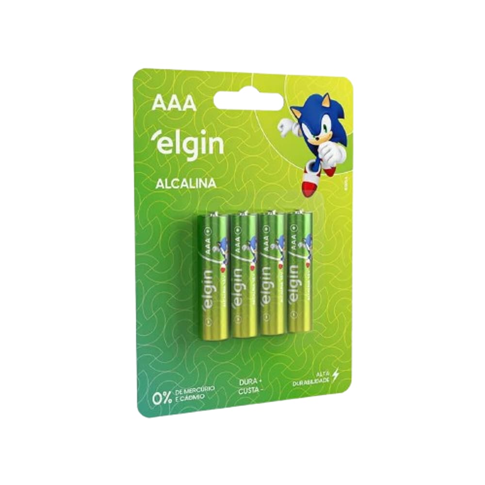 Pilha Alcalina Aaa Palito Elgin - Blister Com 4 Unidades