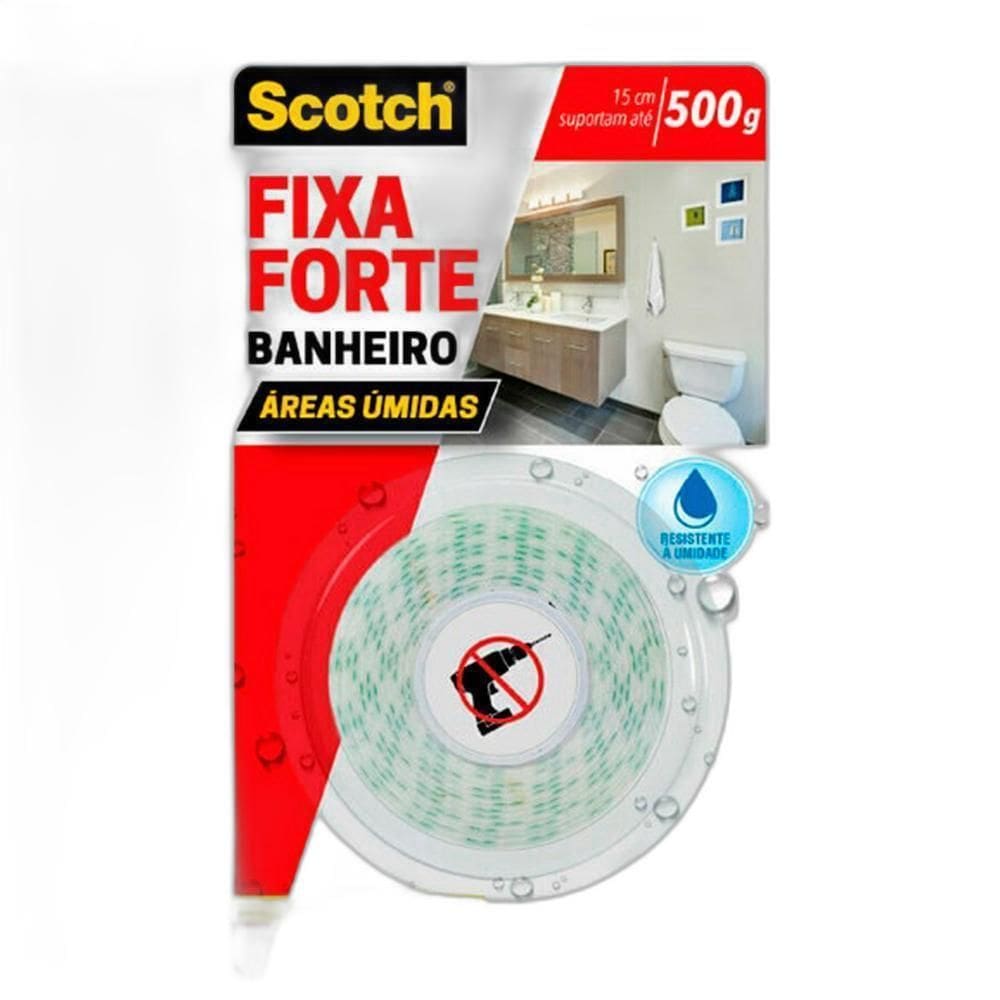 Fita Dupla Face 3M Scotch Fixa Forte Banheiro 24 Mm X 1,5 M