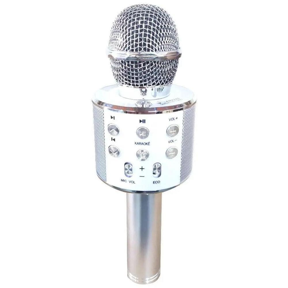 Microfone Karaoke Bluetooth WS-858 Liba Prata